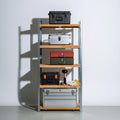 Regał do przechowywania, o nowoczesnej formie, pięć poziomów, kolor: szary